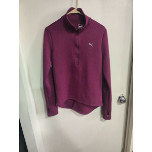 Women's PUMA Medium Quarter Zip Long Sleeve Thumb Loop Warm Cell Shirt Purple